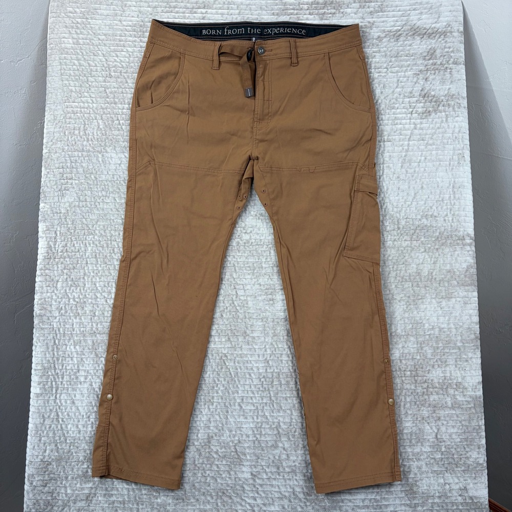 Prana Straight Fit Cargo Pants Men 38x30 Brown Hiking Outdoor Casual